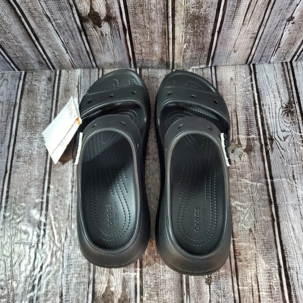 Crocs Men's Classic Crush Sandal Black Platform Slide Size 11